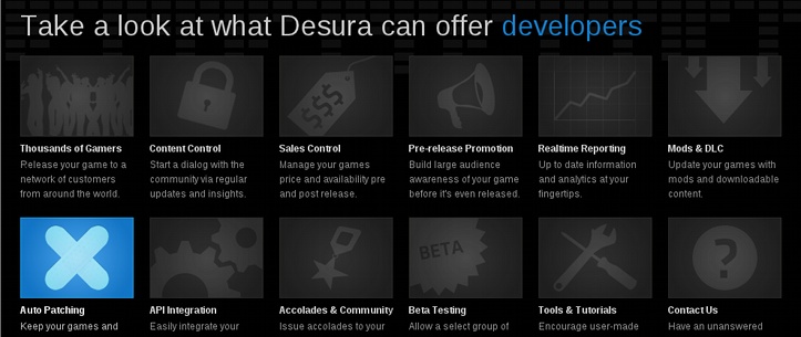 Some of the features Desura offers for developers.